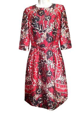 Oscar De La Renta Silk Wool Dress Fit Flare Italy Sz 8 Luxury Designer Cocktail